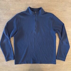Rhône Commuter 1/4 Zip Long Sleeve Mock Neck Pullover-Navy Blue-Men's Size Med